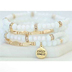 Kinsley Armelle Set of 4 Ashen Gold & White Beaded Bracelets